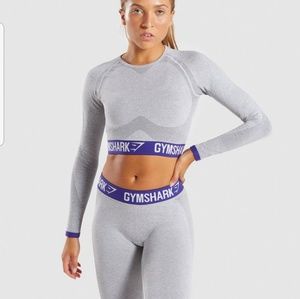 Gymshark Flex Long Sleeve Crop Top - Light Grey Ma